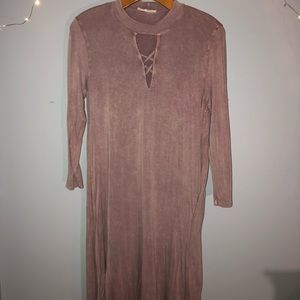 Purple Lace-Up Front Dress